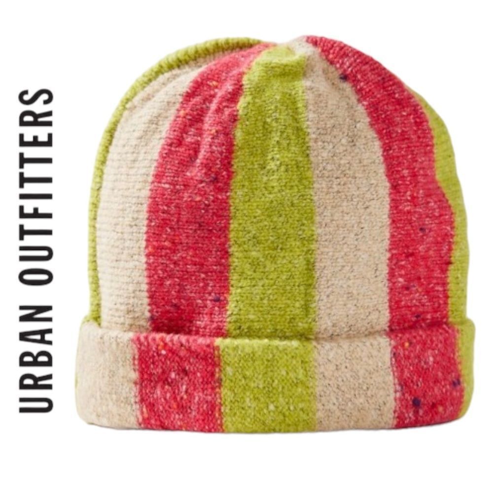 NEW Urban Outfitters UO Striped Rolled Cuff Hat Beanie